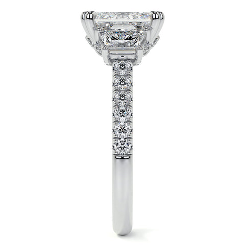 Radiant Three Stone Ring