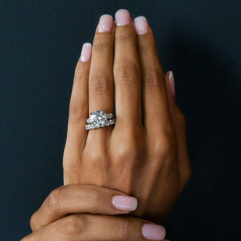 Round with Baguette Accent Ring