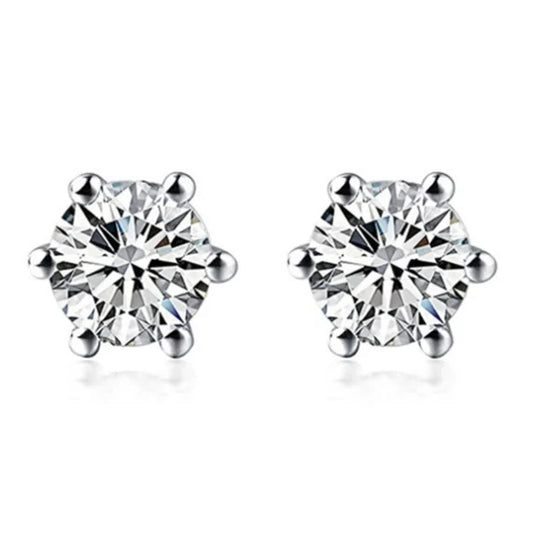 Crown Moissanite Studs (6-Prong)