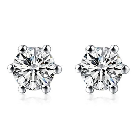 Crown Moissanite Studs (6-Prong)